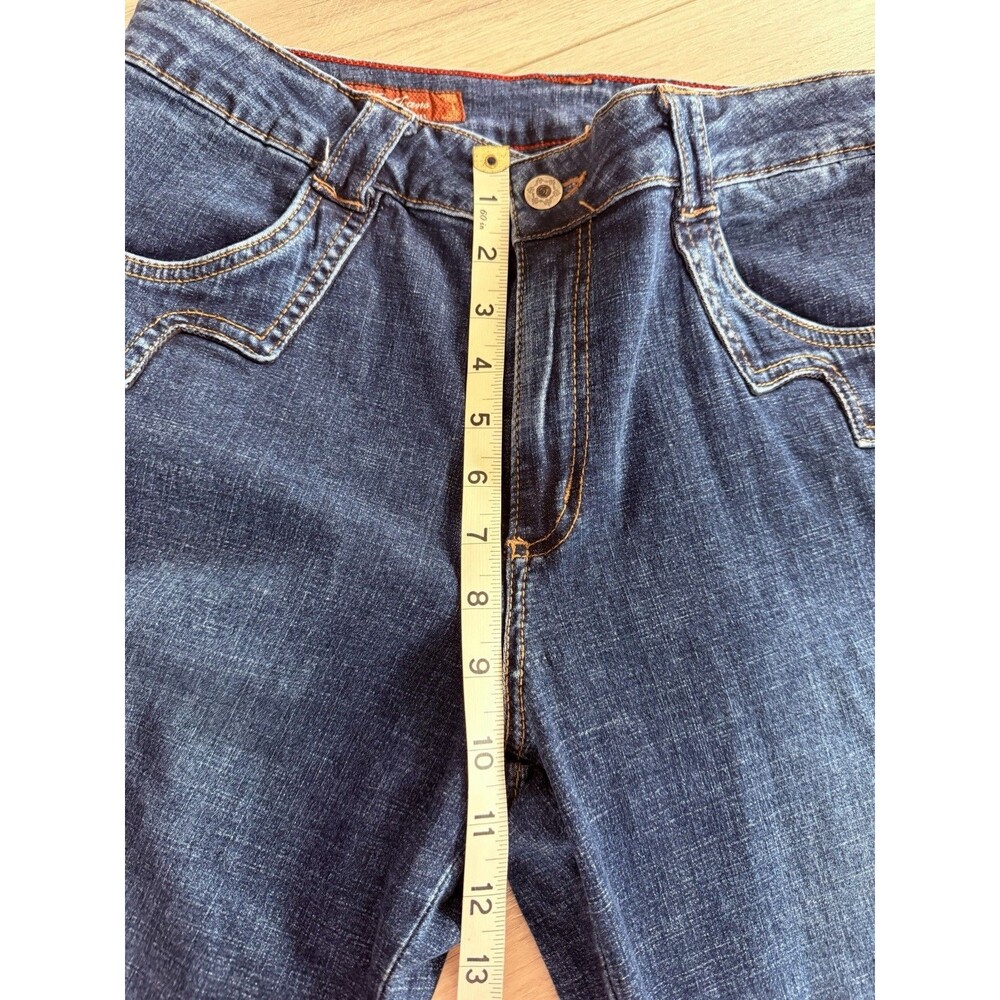 Y2K Mu Jeans Size 12 Western Cowgirl Split Hem Flare Jeans Rodeo Boho Festival - Picture 3 of 9